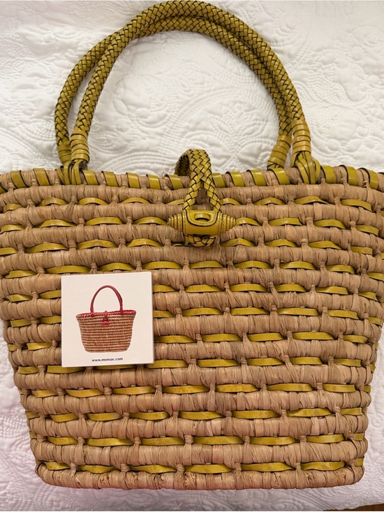 Monsac Handbags - Monsac Woven Tote with GreenTrim and Handles
